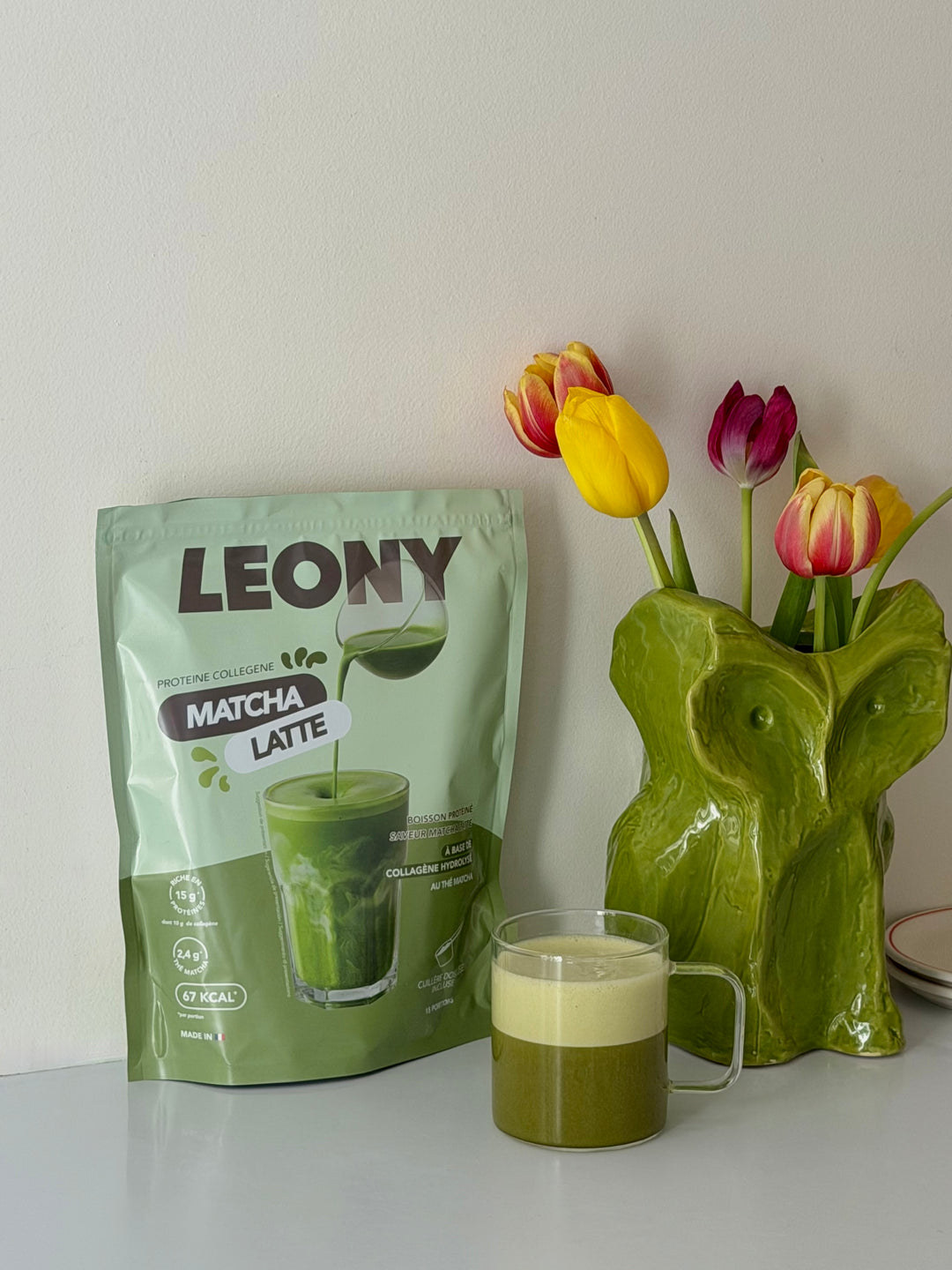 Boisson Matcha Latte protéinée au collagène 285g 15 portions - LEONY