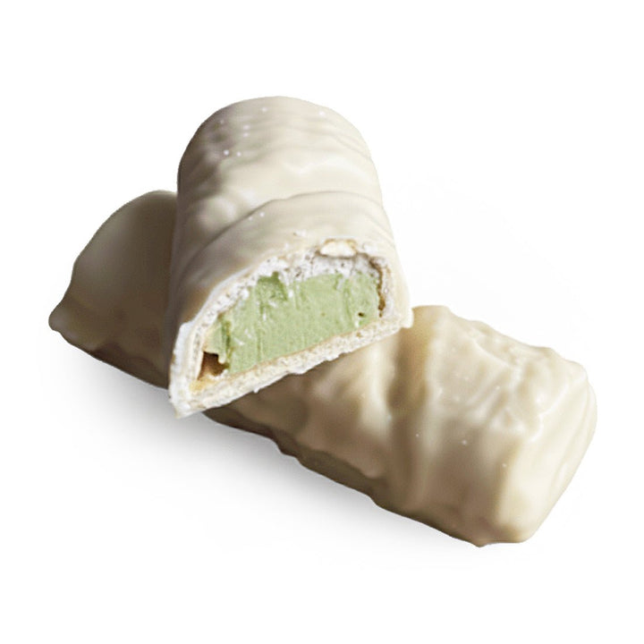 Barre crémeuse hyperprotéinée au chocolat blanc fourrée à la pistache - Mincidelice