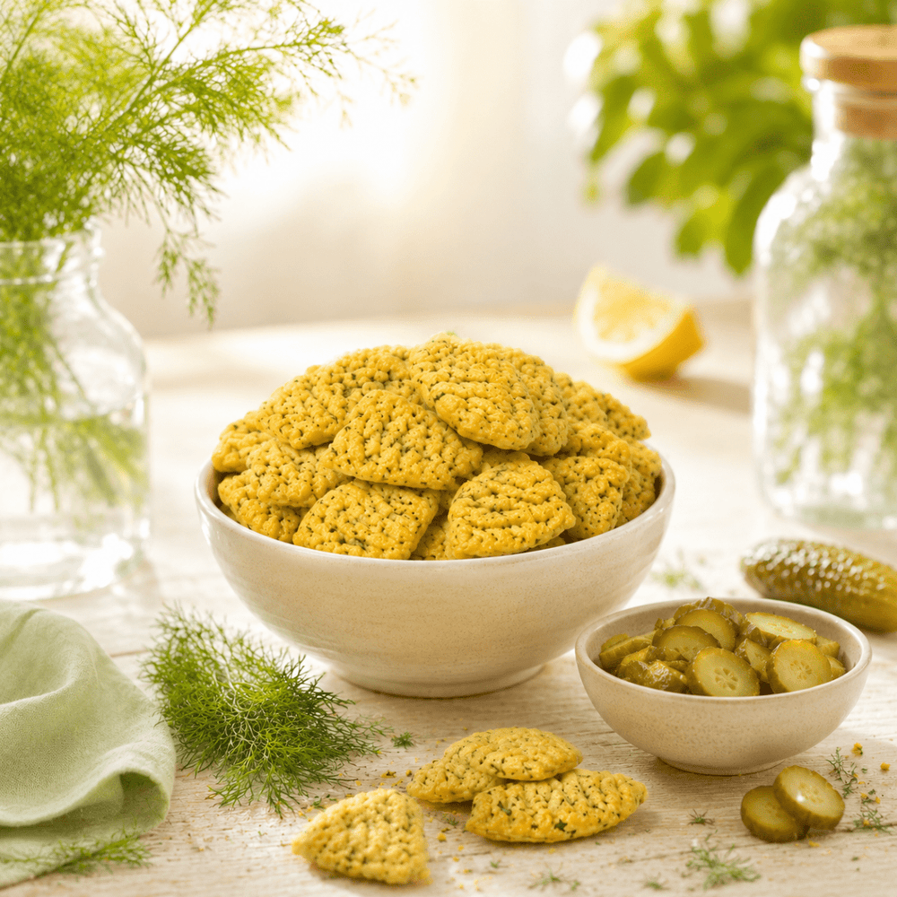 Biscuits apéritifs zipper soufflés arôme cornichon et aneth Sans gluten - Mincidelice