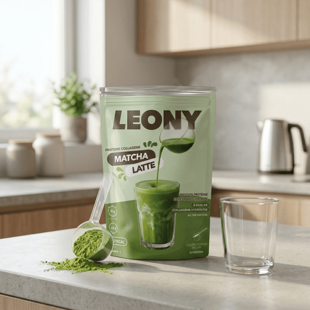 Matcha Latte protéiné au collagène - LEONY - Mincidelice