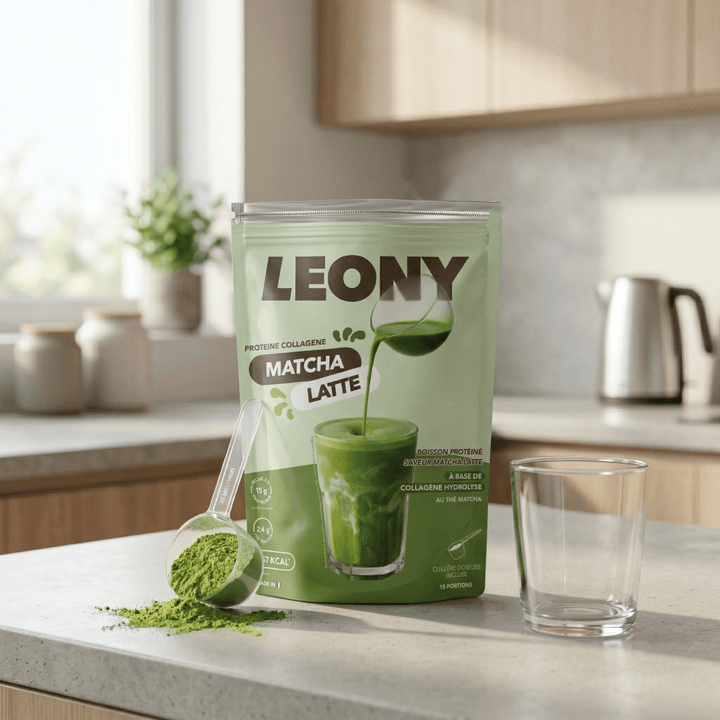 Matcha Latte protéiné au collagène - LEONY - Mincidelice