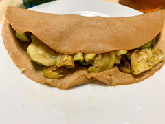 Crêpe au bacon, fromage et courgette