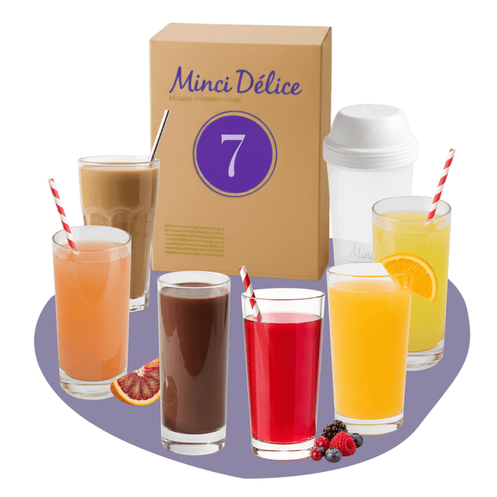 Régime hyperprotéiné 7 jours 100% boissons - jusqu'à 3 kg - Mincidelice