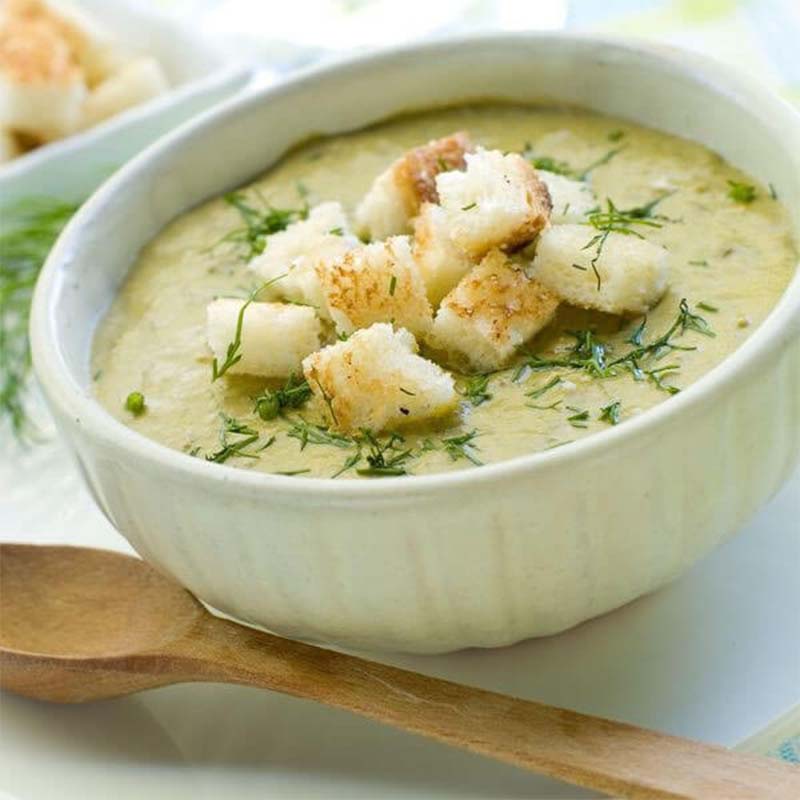 Soupe légumes verts petits croûtons - Mincidelice